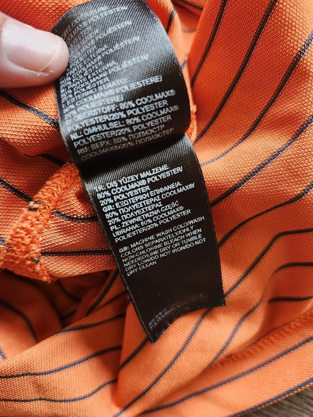 The North Face Men's Orange Striped Polo Shirt